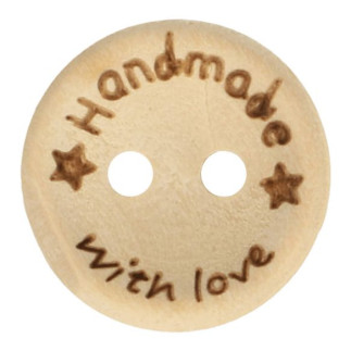 Bouton en bois fait main avec amour 20 mm