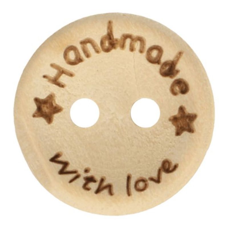 Wooden button handmade with love 20mm