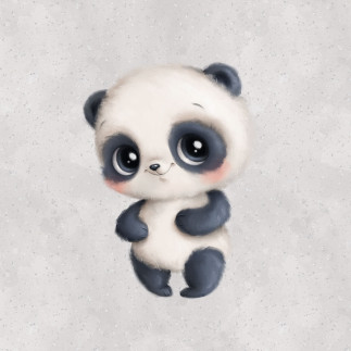 French Terry - Happy Panda grau 40 x 50 cm