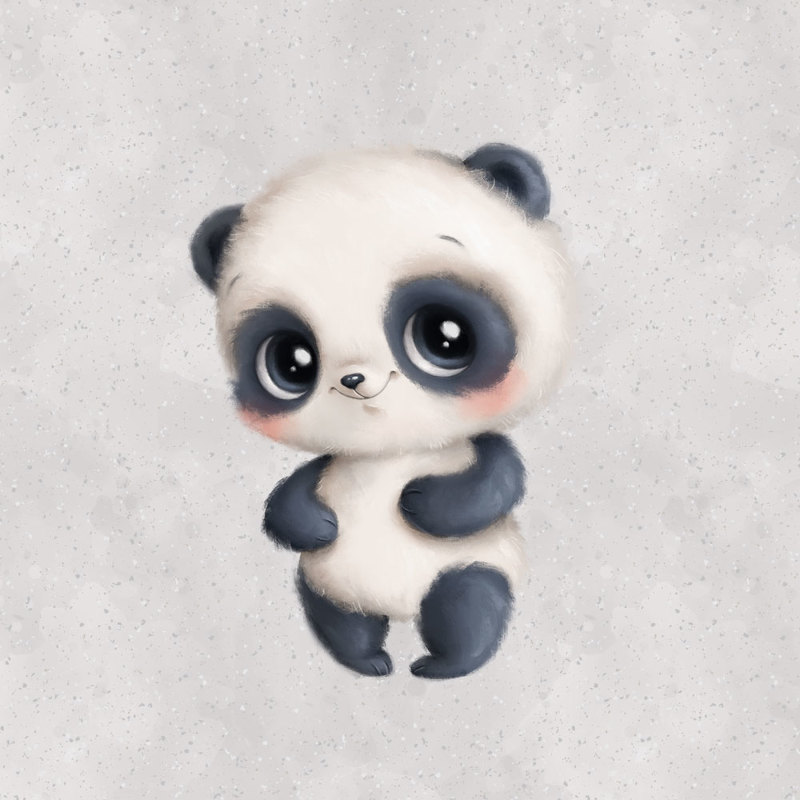 French Terry - Happy panda gris 40 x 50 cm