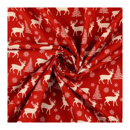 Coton - Renne de Noël Forêt Rouge