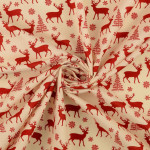 Cotton - Christmas Reindeer Forest ecru