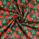 coton tissé - Sapins de Noël vert foncé