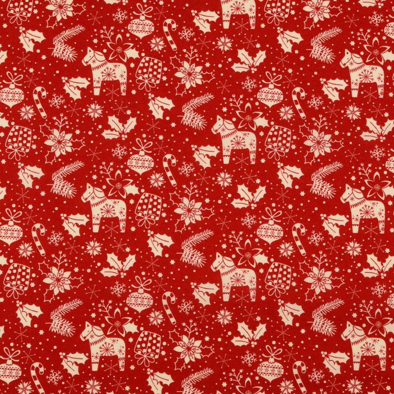 Coton tissé - Christmas Scandinavian rouge