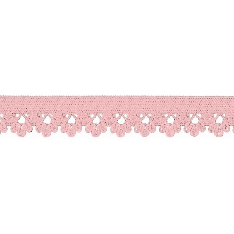 Fleurs tissu de dentelle élastique rose (qt)