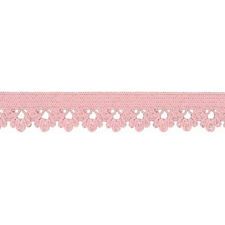 Dentelle élastique fleurs roses (qt)