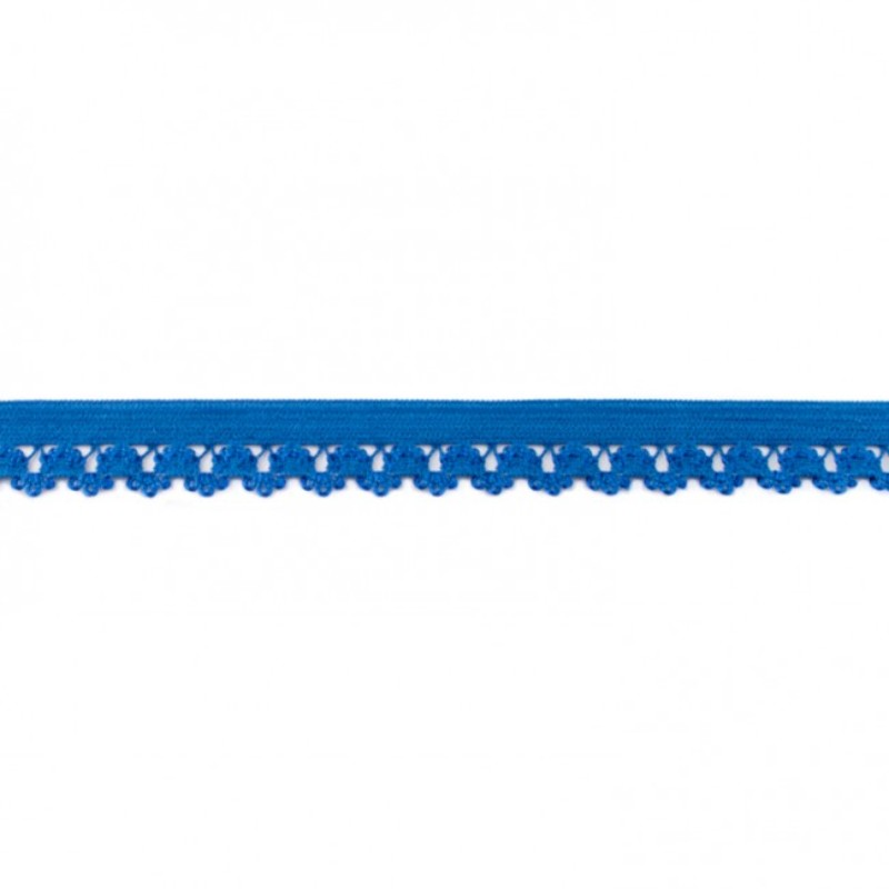 tissu de dentelle élastique fleurs cobalt