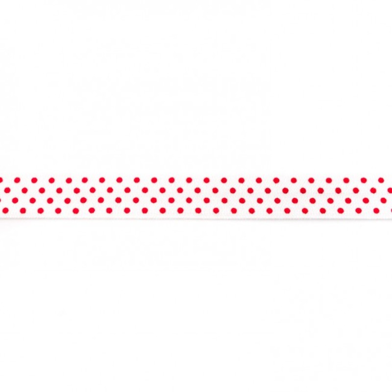 Elastic edging tape dots white/red