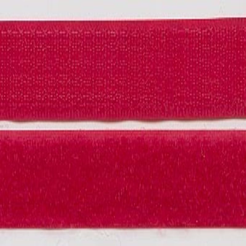 Fermeture velcro - crochet et peluche - rouge (f)