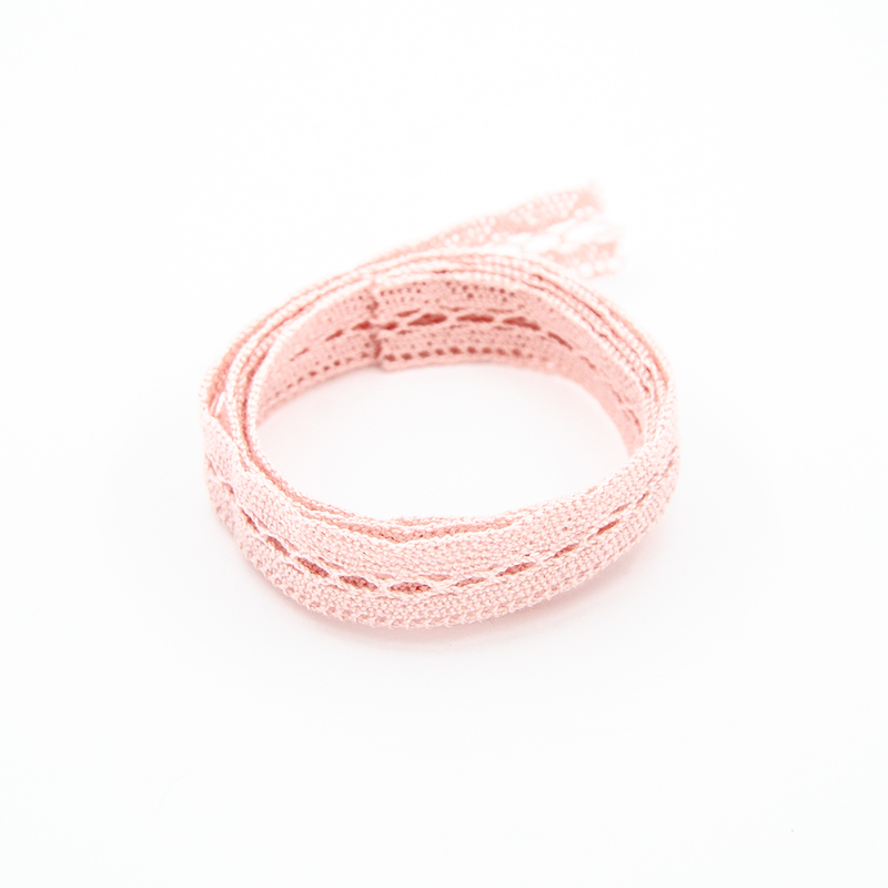 Dentelle aux fuseaux 14 mm vague rose