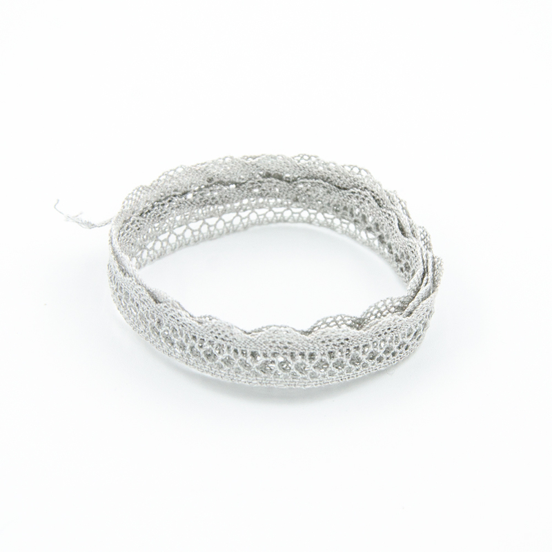 Dentelle aux fuseaux ondulée 14 mm gris clair