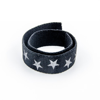 Gurtband - 30mm Sterne grau auf schwarz