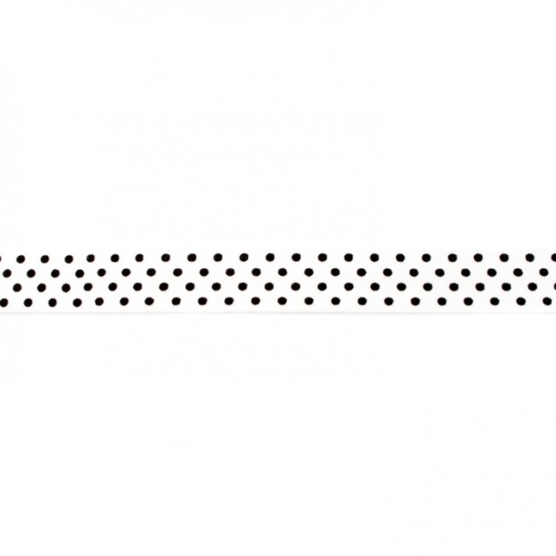 Elastic edging tape dots off-white/black (kh)