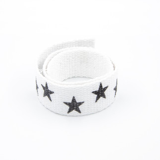 Webbing - 30mm stars black on white