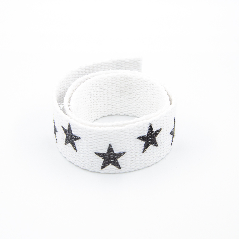Webbing - 30mm stars black on white Webbing - 30mm stars black on white