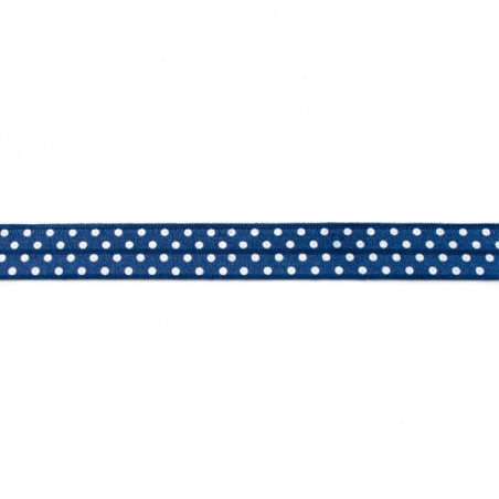 Ruban de bordure élastique à pois bleu foncé