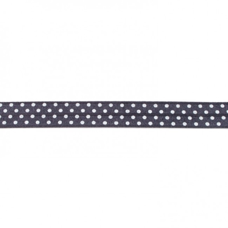 Ruban de bordure élastique à pois gris foncé