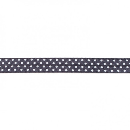 Ruban de bordure élastique à pois gris foncé