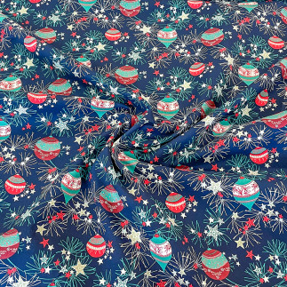 Cotton - Christmas balls navy
