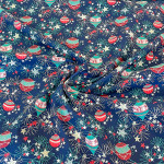 Cotton - Christmas balls navy