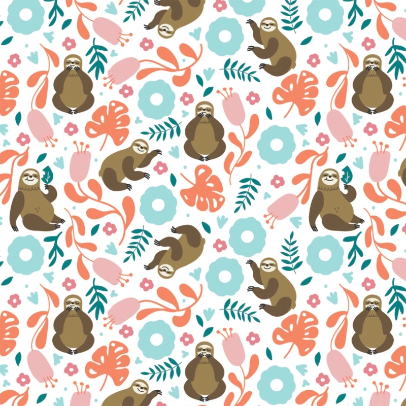 Camelot fabric - Born to be mild sloths white
