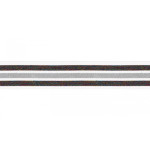 Bande élastique 40 mm rayures paillettes arc-en-ciel / blanc / argent