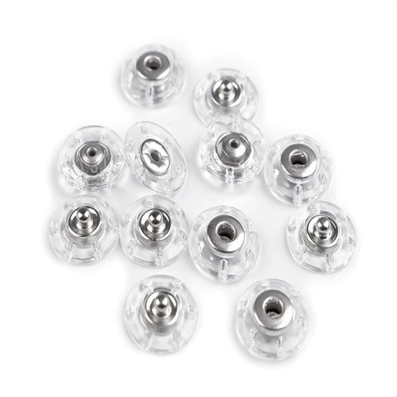 Metal snap fastener for sewing 18mm transparent