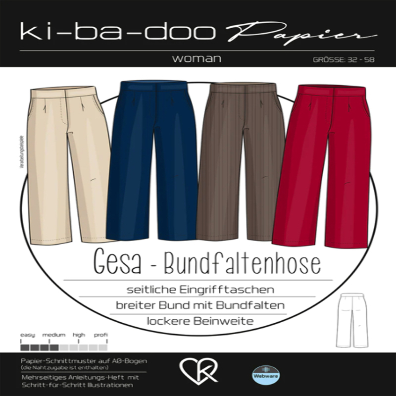 Église Ki-Ba-Doo Damen Bundfaltenhose