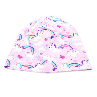 Beanie - Rainbow Unicorns pink