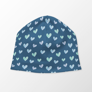 Bonnet - Coeurs aquarelles bleus