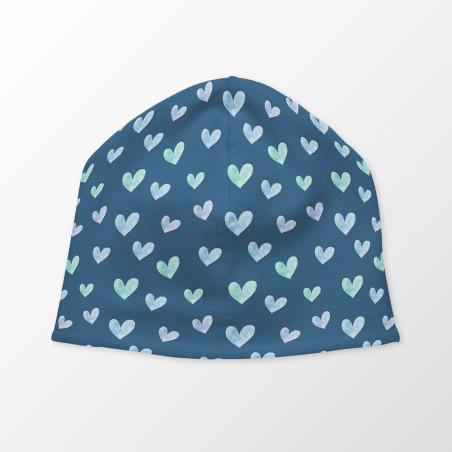 Bonnet - Coeurs aquarelles bleus