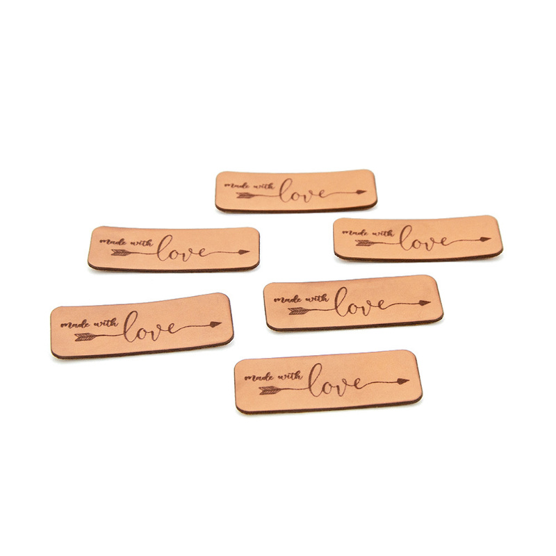 synthetic leather label - Urmeli - made with love brown
