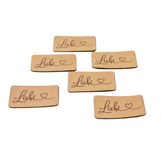 Faux leather label XL - Urmeli - Liebi with heart brown