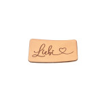synthetic leather label XL - Urmeli - Liebi with heart brown
