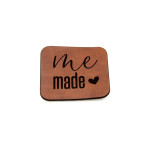 Label en similicuir XL - Urmeli - „Me made“ brun foncé