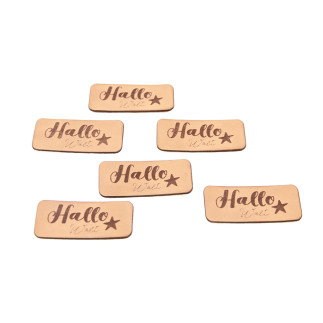 Étiquette en similicuir - Urmeli - Hello World marron
