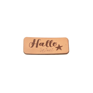 Faux leather label - Urmeli - Hello World brown
