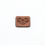 Artificial Leather Label - Urmeli - Geo heart dark brown