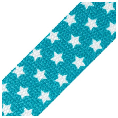 Sangle - 30 mm étoiles turquoise