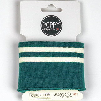 Manchette Poppy - dunkelpetrol / blanc