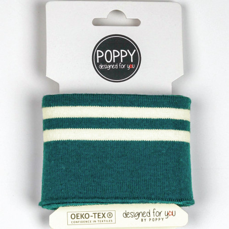 Poppy Cuff - dark green / white