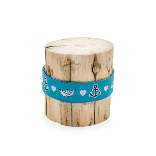 Ruban tissé 10 m - Urmelis Stoffwelt - Anchor Heart pétrole