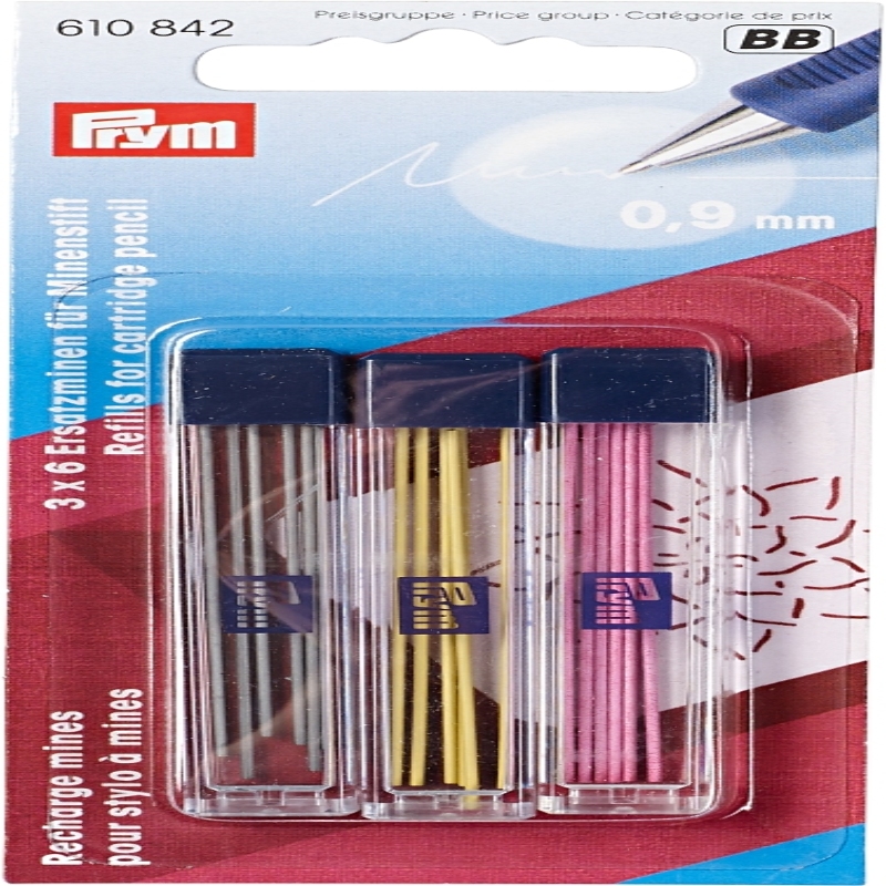 Prym refill leads - yellow, black, pink 6 pieces each