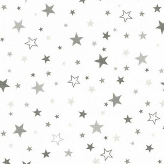 Flanelle - Cozy Cotton Stars gris sur blanc