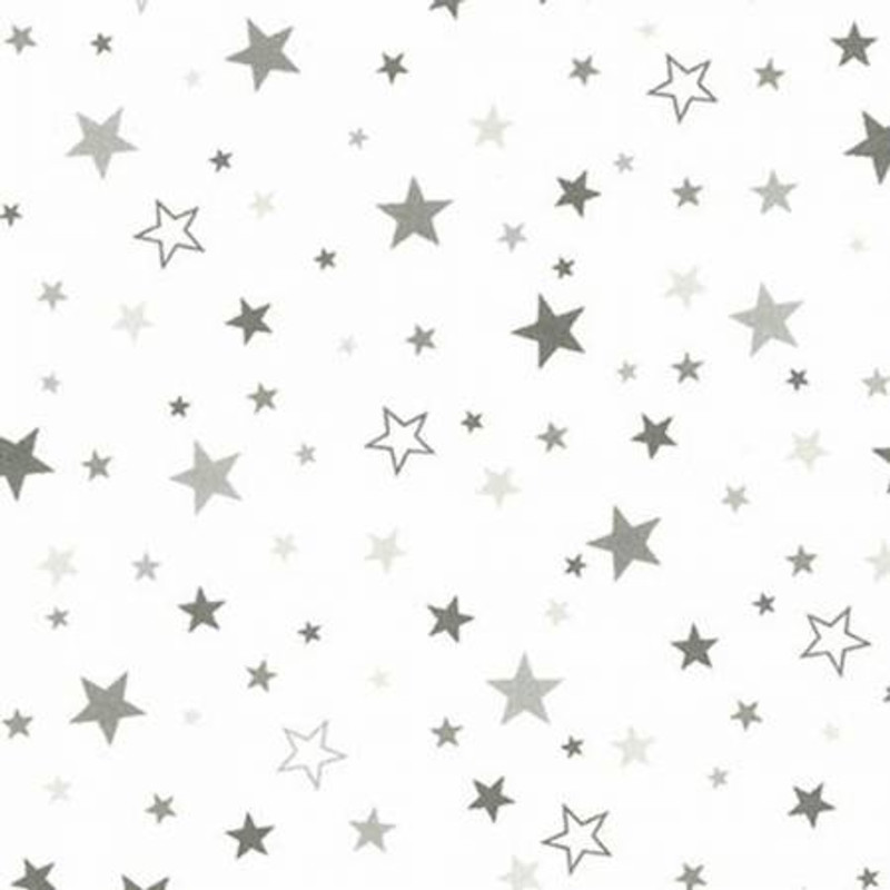 flanelle - Cozy Cotton Stars gris sur blanc