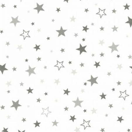 Flanell - Cozy Cotton Sterne grau auf weiss