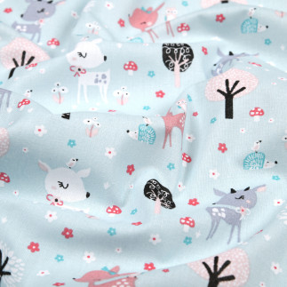 Acrylic oilcloth - Deer in the forest light turquoise