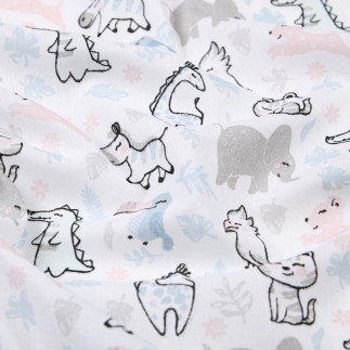 Acrylic oilcloth - Zoo animals white