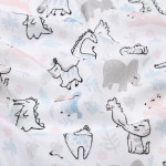 Oilcloth acryl - Zoo animals white