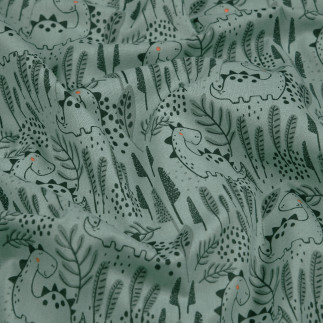 Toile cirée acrylique - Dinosaure menthe